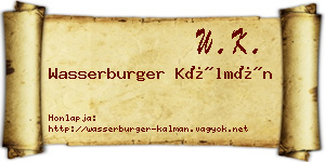 Wasserburger Kálmán névjegykártya